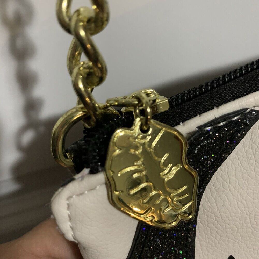 Artsy Cute! BETSEY JOHNSON ~ LUV BETSEY DOG FACE CROSSBODY HANDBAG WITH GLITTER - Picture 6 of 9
